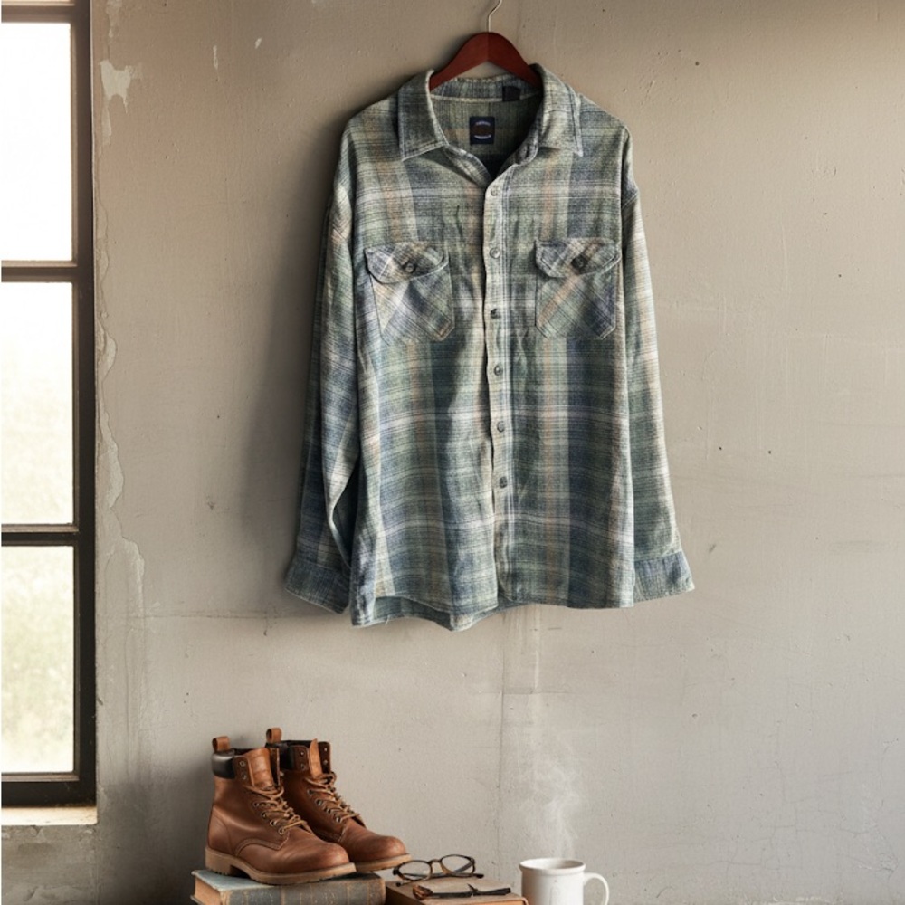 Plaid Button-Up Shirt